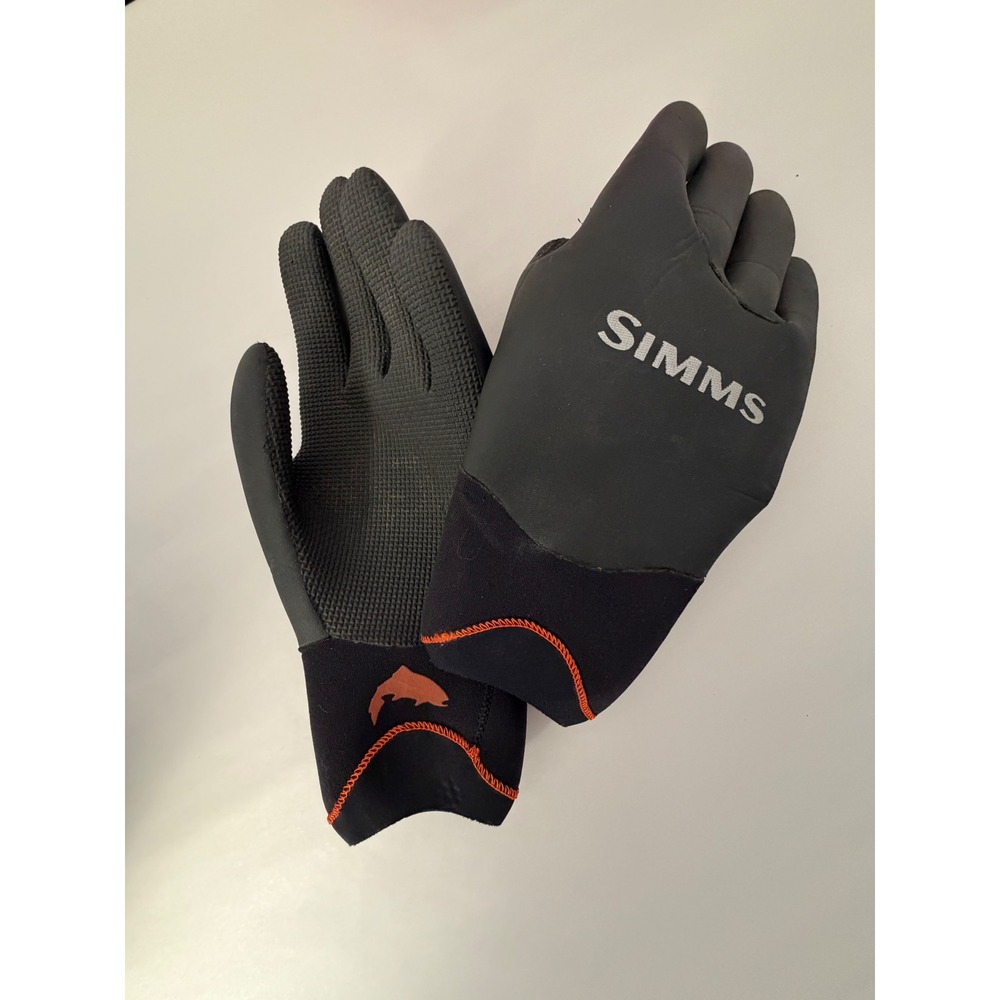 Simms Skeena Fishing Gloves Mens Large Black Good Neoprene Fleece Lined Grip